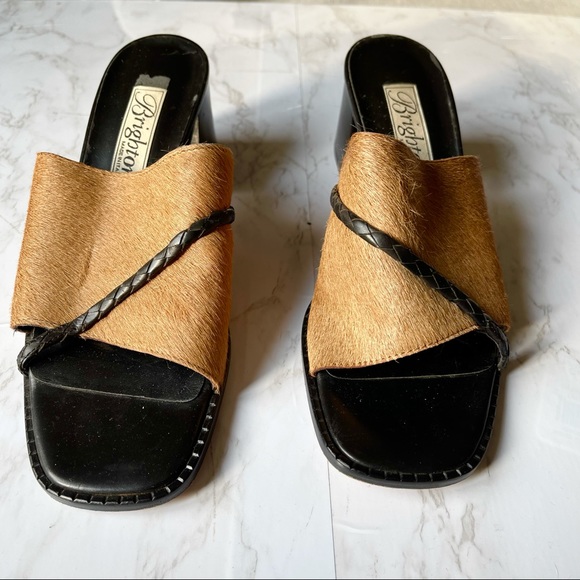 Brighton Tan and Black Heeled Mules - Picture 3 of 7
